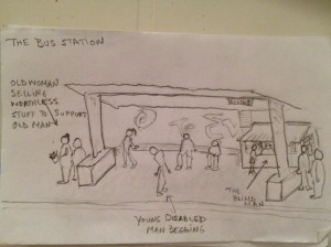 Drawing of the Alajuelan Bus Station